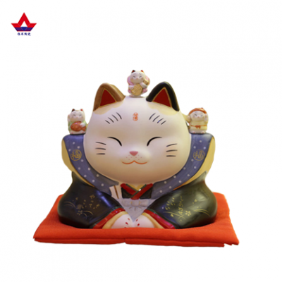 Japanese pharmacist kiln seven lucky gods lucky cats handmade ceramic handicrafts ornaments lucky cat