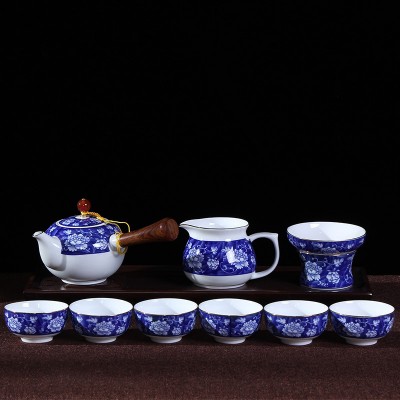 Creative ceramic gifts full color painted blue and white Kungfu tea set