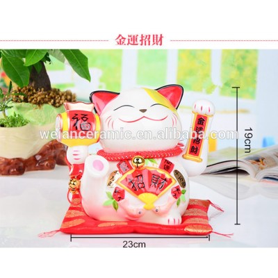 Ceramic lucky cat with hand-waving Japanese Style