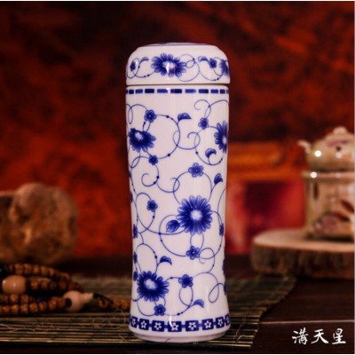 Blue-and-white antique ceramic mugs and cups