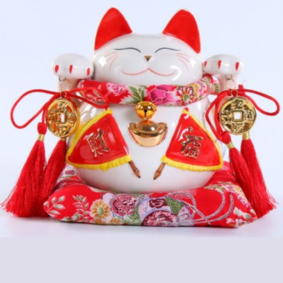 wholesale 4''/6''/8''10/12''/14 inch ceramic lucky cat piggy bank saving box