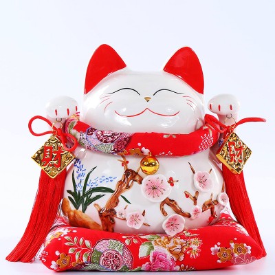 Chinese style 10-inch large ceramic Four Seasons Fortune Lucky Cat Japanese creative shop opening gift decoration